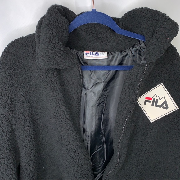 Fila x Urban Outfitters Black Sherpa Teddy Jacket - Picture 3 of 4